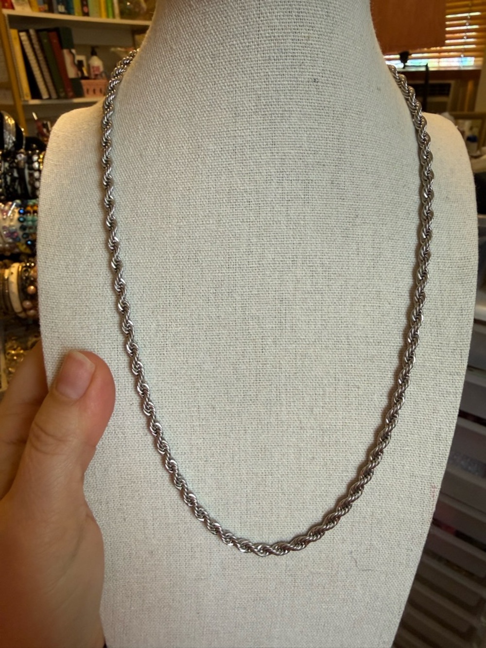 Rope Chain Necklace in Silver Tone